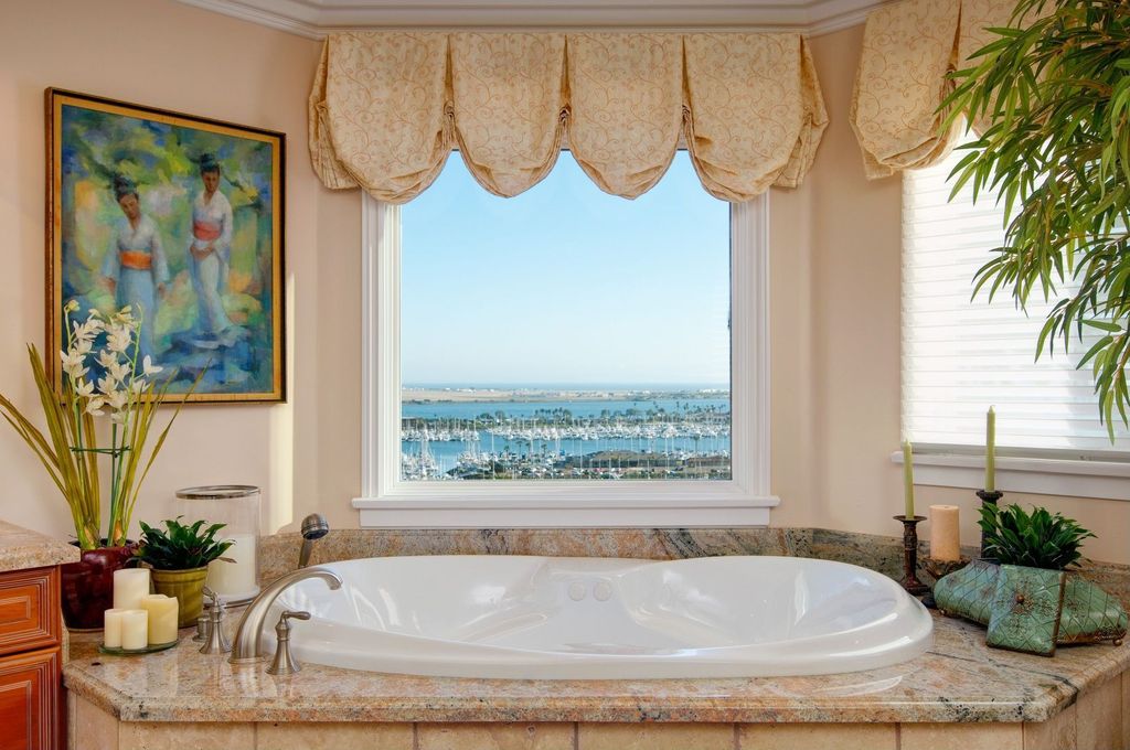 Traditional Master Bathroom with Master bathroom, Raised panel, Casement, High ceiling, Simple granite counters, Flush