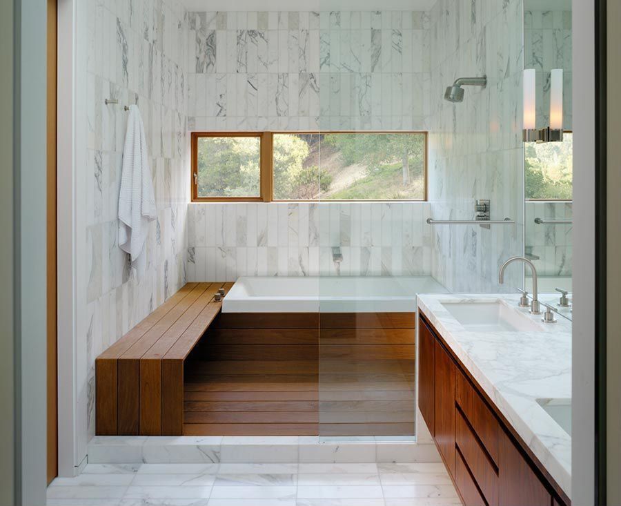 Traditional Master Bathroom with Framed Partial Panel, Standard height, Full Bath, shower bath combo, tiled wall showerbath