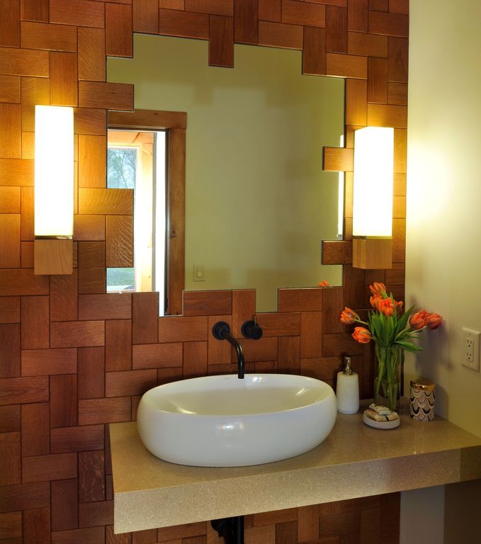 Contemporary Powder Room with Wall sconce by Beckwith Interiors Zillow Digs