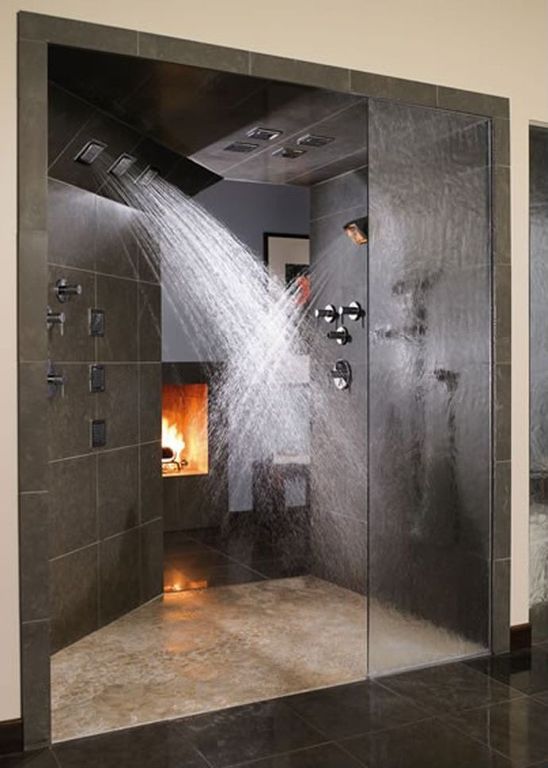 Contemporary Master Bathroom with Kohler polished chrome modern 54 nozzle master clean fixed body spray water tile, Paint