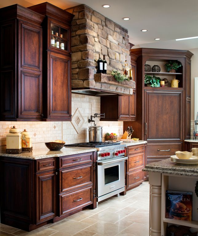 Traditional Kitchen with Wolf 36" Gas Range 6 Burners, slate tile floors, gas range, Paint 1, Paint 2, L-shaped, Slate Tile