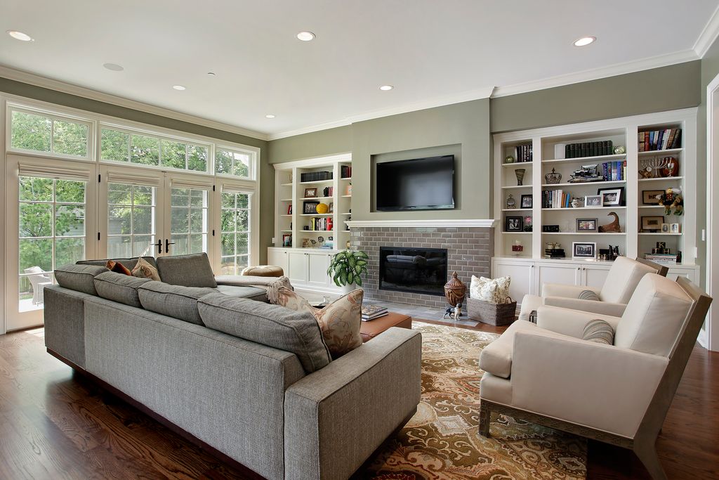 Traditional Living Room with Wayside furniture klausner drew two-piece sectional sofa with left arm chaise, can lights