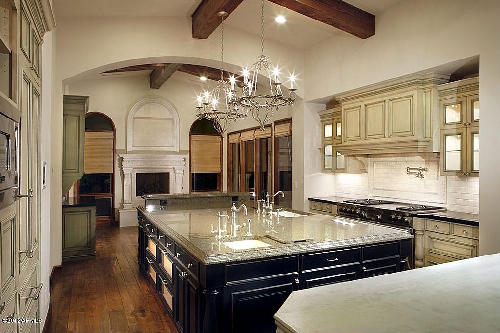 Traditional Kitchen with Delta - 1177lf traditional wall mount pot filler faucet - chrome, Ms international - azurite granite